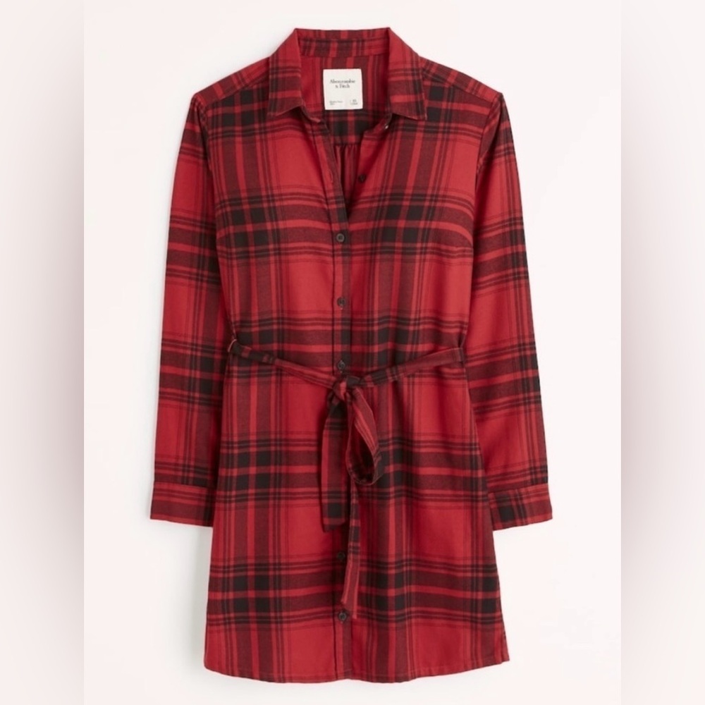 Red flannel shirt dress A&F